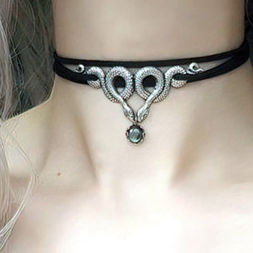 Serpent's Whisper Labradorite Choker Necklace