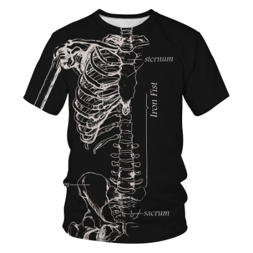 Human Ribcage Polyester Skull T-shirt - Polyester / M-Bust 100 cm