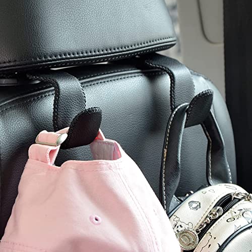 Car Hooks Universal Car Vehicle Back Seat Headrest Hanger Holder Hook Microfiber Leather & Stainless Steel for Bag Purse Cloth Drink Grocery (Black) - Black
