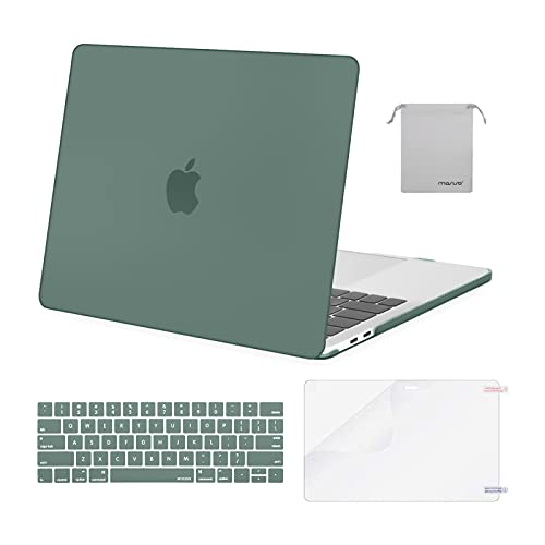 MOSISO Compatible with MacBook Pro 13 inch Case M2 2024, 2023, 2022-2016 A2338 M1 A2251 A2289 A2159 A1989 A1708 A1706, Plastic Hard Shell&Keyboard Cover&Screen Protector&Storage Bag, Midnight Green - Midnight Green