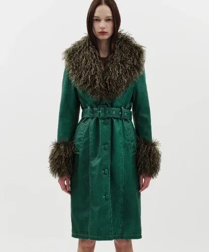 Faux leather and fur coat by Jakke