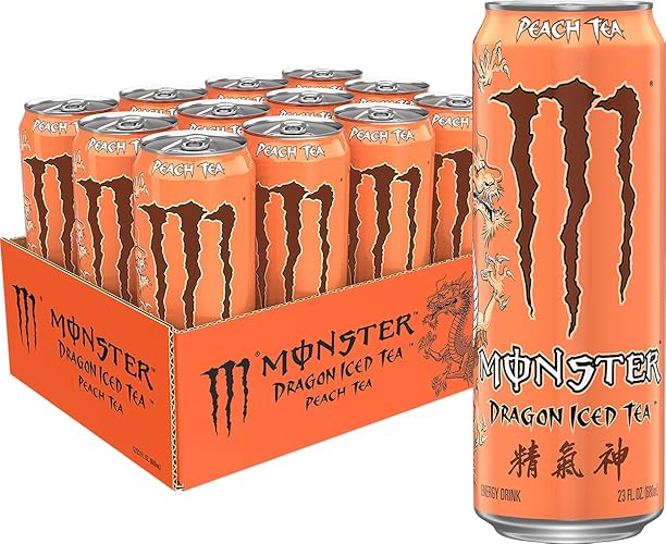 Monster Energy Dragon Iced Tea Peach Tea, 23 Fl Oz (Pack of 12) - Peach Tea - 23 Fl Oz (Pack of 12)