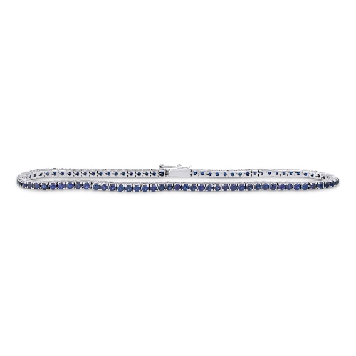 Blue Sapphire Tennis Bracelet - 14K White Gold / 7"