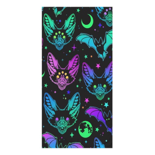 Neon Bats Premium Towel - White / 30" × 60"