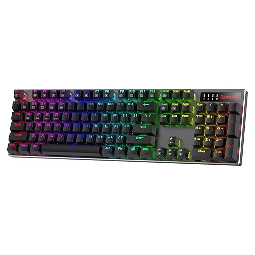 Redragon K556 PRO Upgraded Wireless RGB Gaming Keyboard, BT/2.4Ghz Tri-Mode Aluminum Mechanical Keyboard w/No-Lag Connection, Hot-Swap Linear Quiet Red Switch - Red Switch - K556 PRO