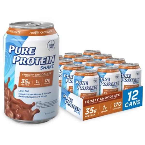 Pure Protein Frosty Chocolate Protein Shake | 35g Complete Protein | Ready to Drink and Keto-Friendly | Excellent Source of Calcium | 11oz Cans | 12 Pack