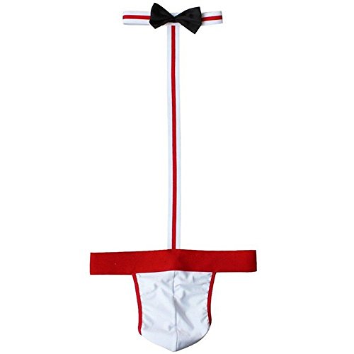 Shinywear Men's Sexy Mankini Costume Suspender Swimsuit Swimwear Thong Underwear - One Size - Red