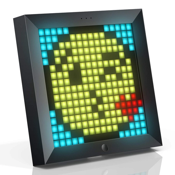 Divoom Pixoo Pixel Art Digitaler Bilderrahmen, Programmierbares 16 * 16 RGB LED Panel, Smart Clock mit Social Media Benachrichtigung, 7.18 Zoll Home Dekor Kalender Uhr, Gaming Gadgets (Schwarz)