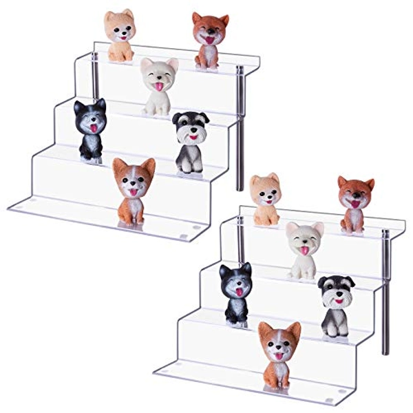 LileZbox Acryl-Display-Riser-Regal für Pops-Figuren, klarer großer 4-Stufen-Display-Ständer zum Präsentieren oder Sammeln, Cupcake-Dessertprodukt, 2er-Pack (30 x 28 x 22 cm)
