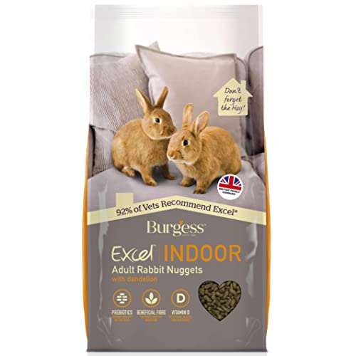 Excel Burgess Indoor Rabbit Nuggets, 10 kg - Grass and Dandelion 2 - 10 kg (Pack of 1)