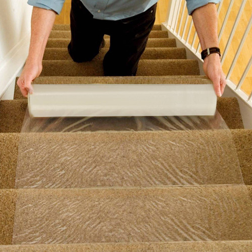 Queiting Carpet Protector Roll 60cmx100m Floor Protector Film Self Adhesive Clear Carpet Protection Film Protect Carpet for Paint for Surface Dust Water Resistant