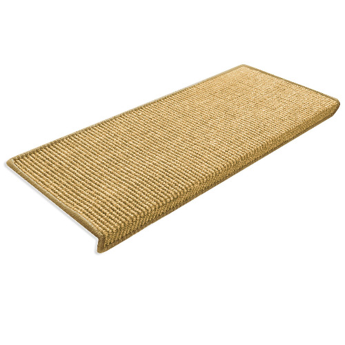 casa pura Sisal Floor Runner (Natural, 15 Stair Treads, 23.5 x 65 cm, Rectangle) Hallway Runner Natural Fibre Rug Carpet Flooring Area Rug Sylt Collection, Non-slip Back Rug