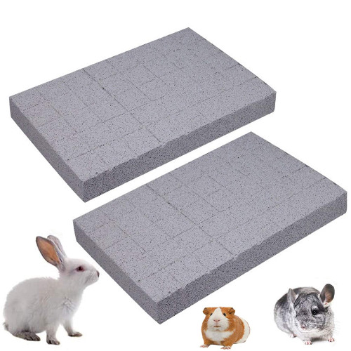 Hamiledyi Bunny Grinding Claw Pad 2 Pack Rabbit Lava Grinding Teeth Stone Hamster Chew Toy for Rat Gerbil Chinchilla Hedgehog Guinea Pig