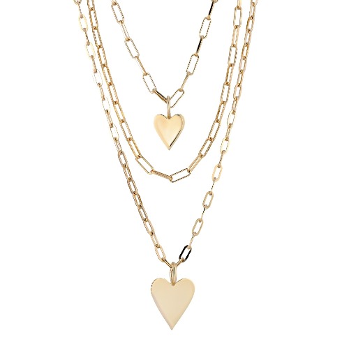 Triple Layer Small and Medium Helena Pendant Necklace - Gold