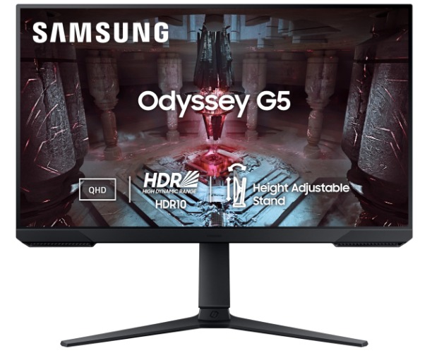 Samsung Odyssey G5 Gaming Monitor 68.5cm (27") QHD 2560 X 1440, 165 Hz, 1ms(MPRT), HDR10, AMD Freesync, DP, HDMI, Height, Tilt, Pivot Adjust Stand, Bezel Less, Eye-Saver, LS27CG510EWXXL, Black - Odyssey G5 QHD| 165Hz | HAS - 27 inch