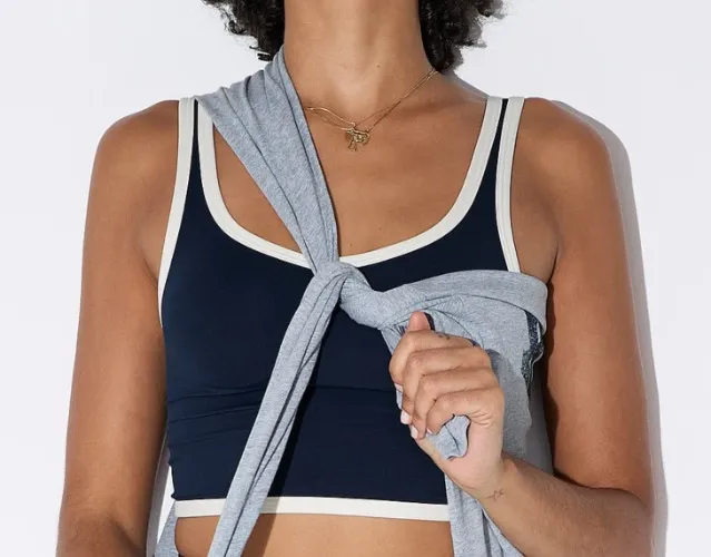 Relay Longline Sports Bra, Noir Navy