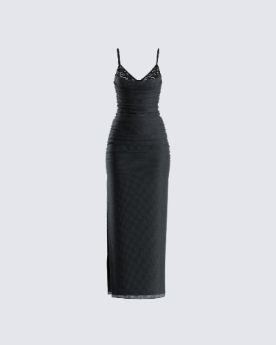 Yan Black Lace Maxi Corset Dress | 2X
