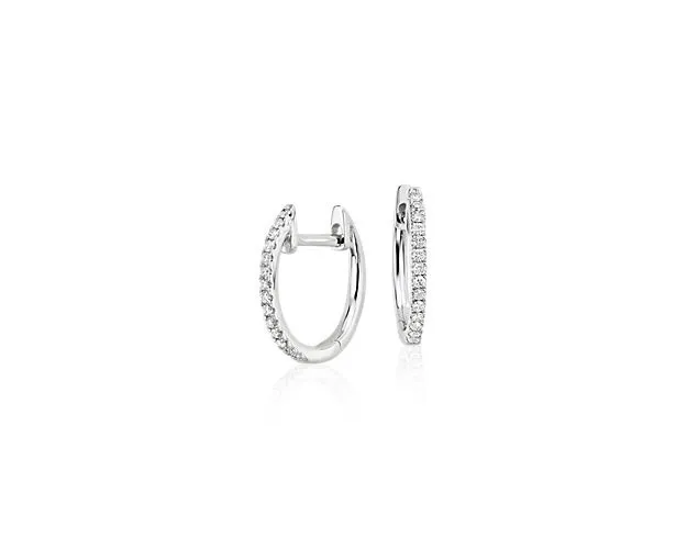 Petite Diamond Huggie Hoop Earrings In 14k White Gold (1/10 Ct. Tw.)
