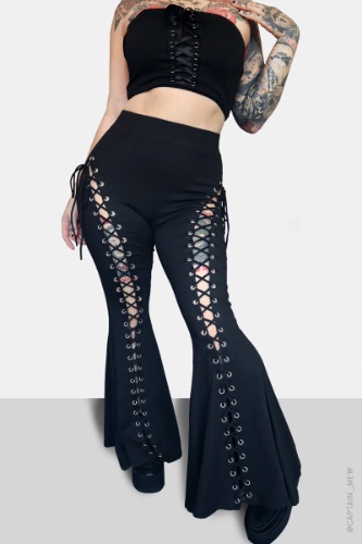 Alice Lace Up Flare Pants | 2XL / Petite (26-29")