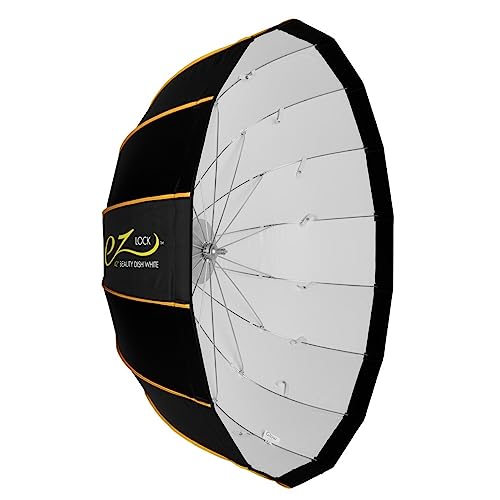 Glow EZ Lock 42" Collapsible White Beauty Dish Softbox w/Bowens Mount Speedring and Deflection Disk, 16 Ribbed Design Soft Box with White Interior for Perfect Lighting and Beauty Dish Photography - 42" - White interior