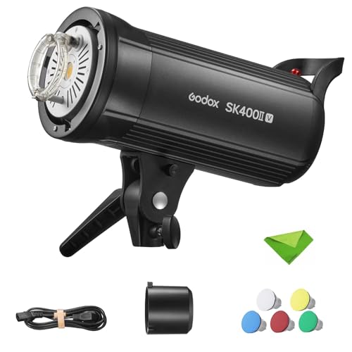 Godox SK400IIV 400Ws Strobe Studio Flash GN65 5600K 2.4G with LED Modeling Lamp Bowens Mount Monolight Strobe Light for Studio, Portrait, Commerce Photography, etc (SK400II Upgraded Version)