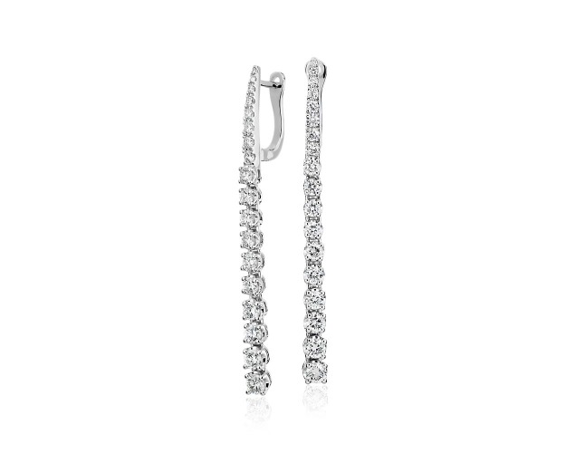 Diamond Line Drop Earrings in 14k White Gold (1 1/4 ct. tw.)