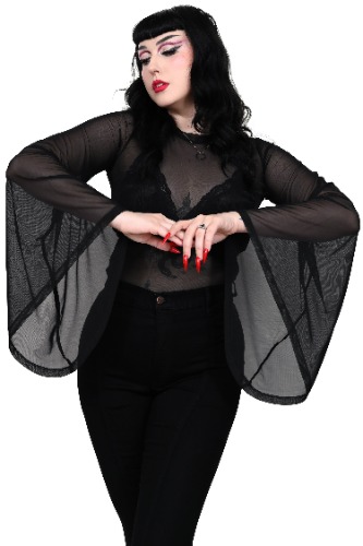 Onyx Mesh Bell Sleeve Top | 2XL