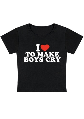 Love To Make Boys Cry Y2k Baby Tee | Black / 2XL