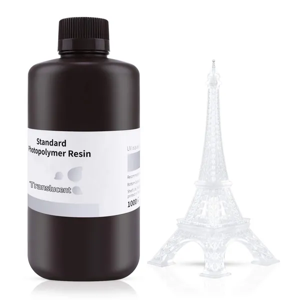 ELEGOO 3D Printer Rapid Resin, 405nm LCD UV-Curing Resin Standard Photopolymer Resin for LCD 3D Printing Translucent 1000G