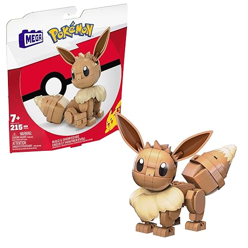 MEGA Pokémon Building Toys Set Build & Show Eevee with 215 Pieces, Articulated and Poseable, 4 Inches Tall, for Kids, HDL84
