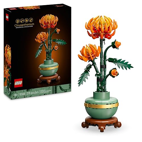 LEGO Icons Chrysanthemum Flower Building Set, Creative Model Kit for Adults to Build, Artificial Plant Gift for Women, Men, Her or Him, Home Office Decor Display from the Botanical Collection 10368