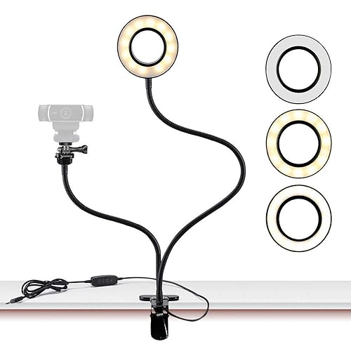 Webcam Licht Halterung für Live Stream, Selfie Ring Licht mit Webcam Halterung für Logitech c925e, C922 X, C930e, C922, C930, C920, C615, Brio 4 K
