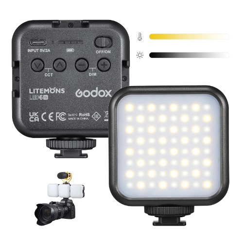 GODOX LITEMONS LED6Bi Lámpara de Video LED Bicolor, luz Bicolor 3200K-6500K CRI 95, Recargable con batería de Litio para filmación, transmisión en Vivo, microfilmación y grabación