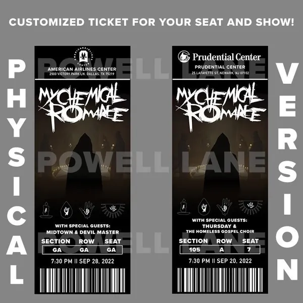 PHYSICAL- My Chemical Romance 2022 Tour Customized Souvenir Concert Ticket
