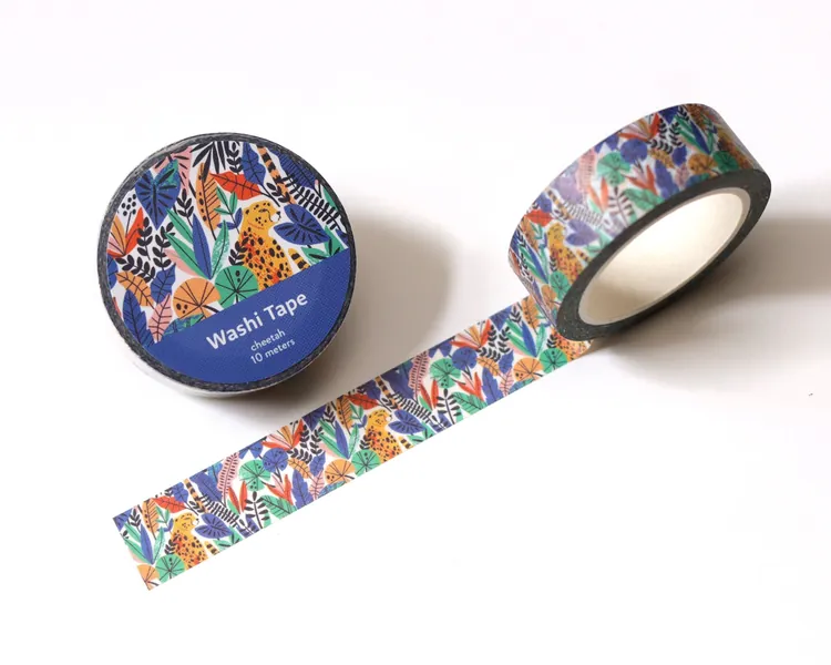 Cheetah washi tape - Forest washi tape - Colorful washi tape - Cute washi tape - Cool planner tape - 15mm washi tape - Tropical washi tape