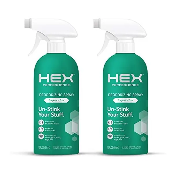 
                            HEX Performance Deodorizing Spray, Fragrance Free, 12oz (Pack of 2) - Awesome for Shoes, Gear & Workout Mats, Eco-Friendly
                        