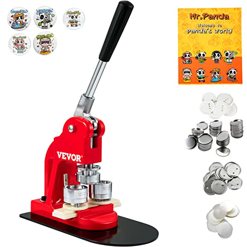 VEVOR Button Maker Machine, 32 mm (1.25 inch) Pin Maker, Children DIY Gifts Badge Punch Press Kit, Button Making Supplies with 500pcs Button Parts & Circle Cutter & Magic Book - 1.25'' + 500 pcs