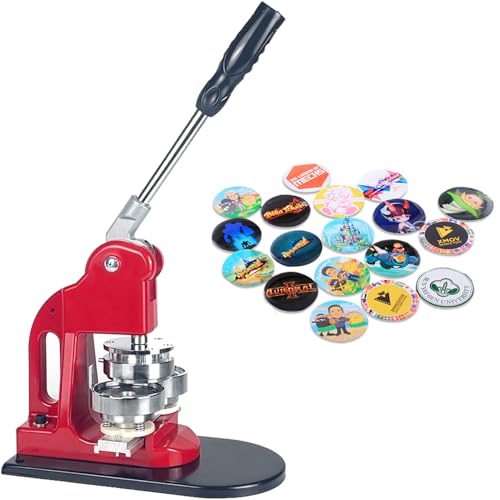 Seeutek Button Maker Machine Button Badge Maker 1-1/4 inch 32mm with 500 Pcs Button Parts and 1-1/4 inch 32mm Circle Cutter - 44mm