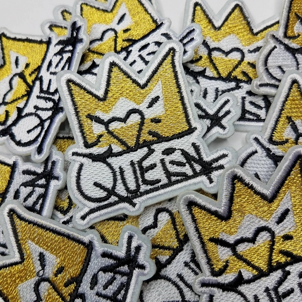 Cool 1pc, Gold Metallic QUEEN patches, DIY, Embroidered Applique Iron On Patch Badge, Queenin Patch