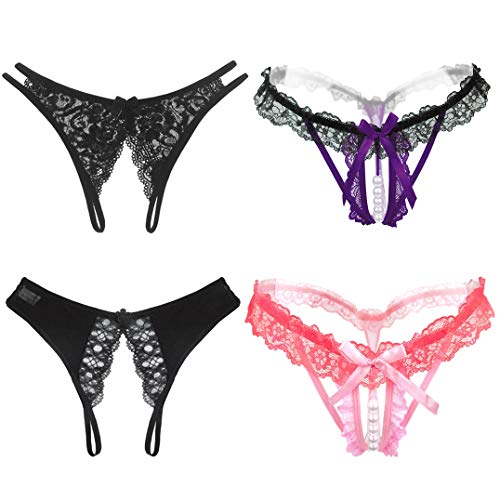 KHUFUZI Women's Sexy Underwear Lingerie Cute Panties Sleepwear Gift for Girlfriend - 4 Styles Pack
