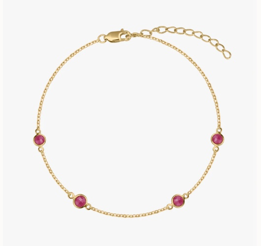 SET of 3 - Golden Ruby Bracelet + RING + Earrings 