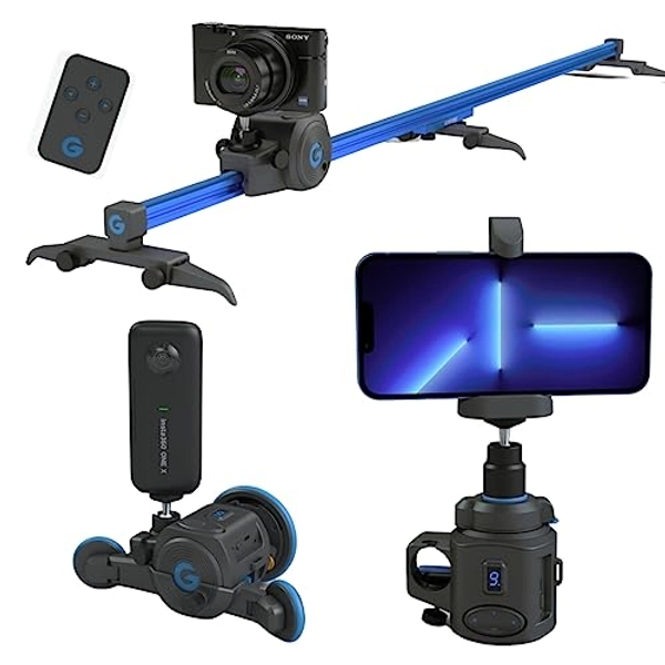 GripGear Directors Set: Includes Motor+Slider+Dolly+360 Panoramic Mount .World's Smallest Motorized Camera Slider Motion Control System, Compatible with Mirrorless, Smartphones & Action cams