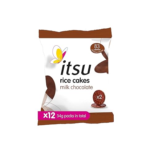 itsu Milk Chocolate Rice Cakes Healthy Snack 34g (Pack of 12) - Milk Chocolate - 408 g (Pack of 1)