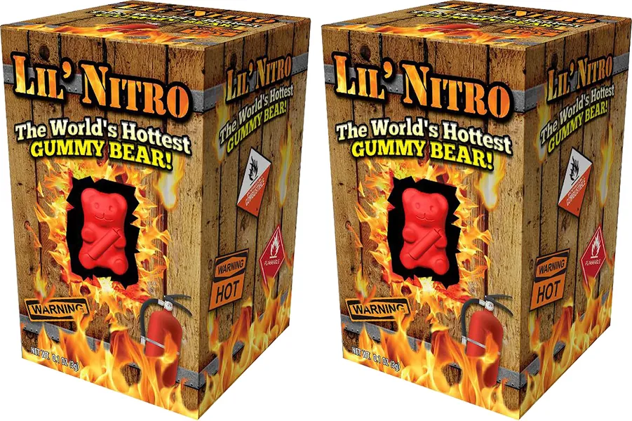 LIL' NITRO (2-Pack) The World's Hottest GUMMY BEAR! - Extreme Spicy Candy - Red Gummy Bear -