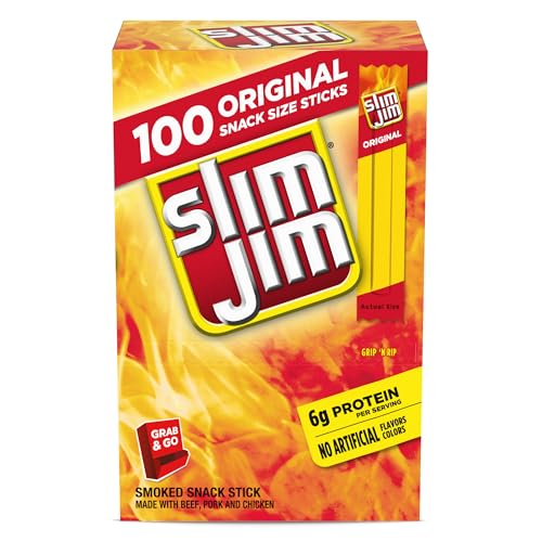 Slim Jim Original Snack Size Smoked Meat Sticks, 0.28 oz. each, 100-Count
