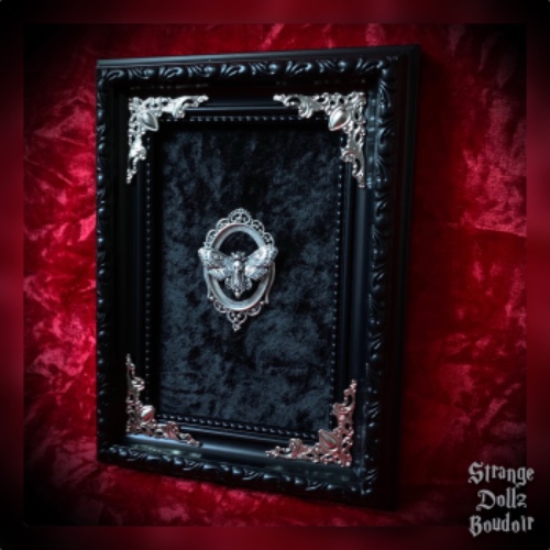 Death moth frame, luxury home decor, gothic home decor, Victorian decor, Strange Dollz Boudoir