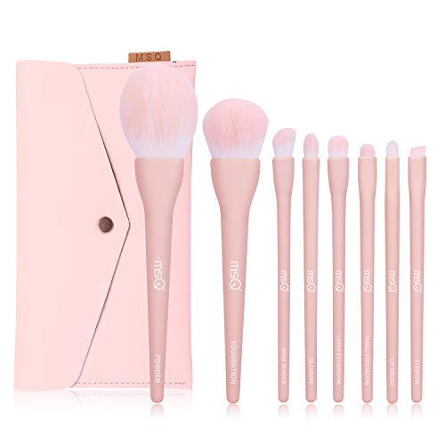 MSQ Make Up Brushes 8Pcs Makeup Brush Set Foundation Brush Blending Brush Eyeshadow Brushes Eye Brushes Set (Pink) - Pink