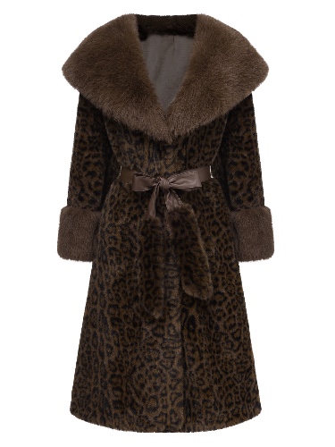 Brown 1950s Faux Fur Leopard Coat | Leopard / M