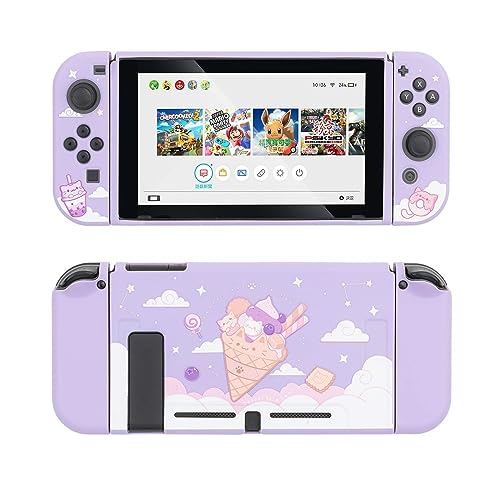 GeekShare Protective Case for Switch, Soft TPU Slim Case Cover Compatible with Nintendo Switch Console and Joy-Con (Ice Cream Cat)