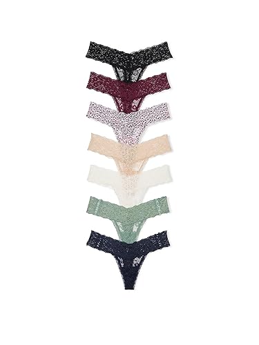 Victoria's Secret Women's Lace Thong Underwear, Panties for Women, Multi Pack (XS-XXL) - Medium - Essential Mix